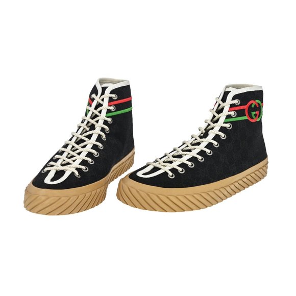 Gucci Men's GG Interlocking on Original GG Canvas High Top Sneakers - Picture 2 of 9